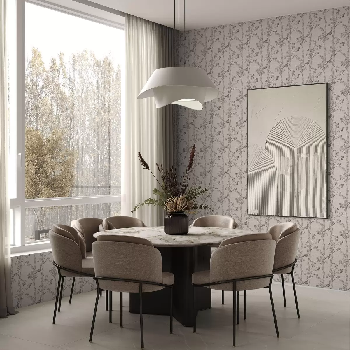 Papel de parede Ramos de bétula com folhas, fundo texturizado a00257v1