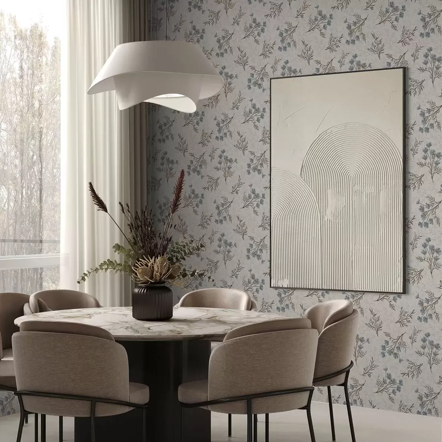 murais de parede Pequenas flores azuis com ramos marrons a00265