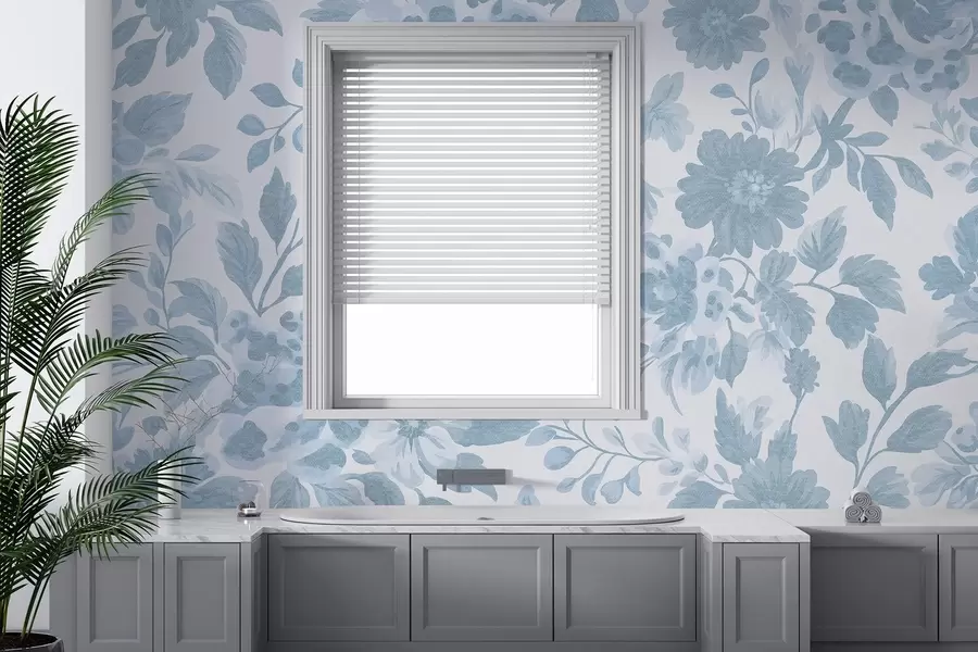 murais de parede Flores estilo Boho com estampa de leopardo, cor azul w04114v1