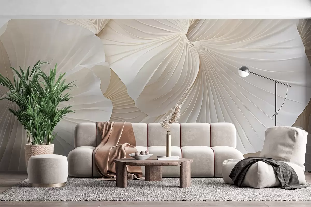 murais de parede pétalas, flores, branco, creme, textura, ternura, decorativo w04216