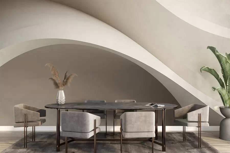 murais de parede abstração, ondas, curvas suaves, bege, suave, linhas, moderno w04217v1