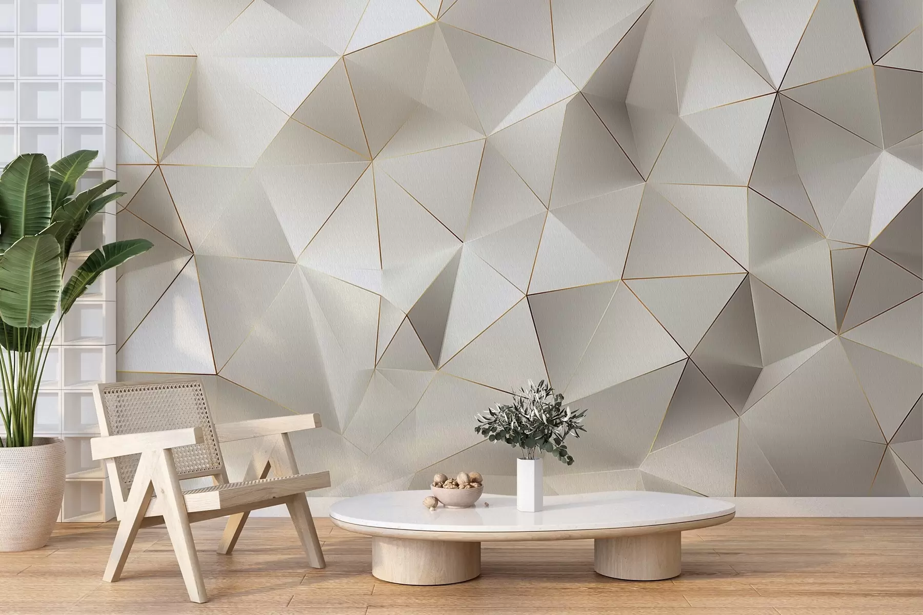 murais de parede geometria, abstração, luz, facetas, padrão, estrutura w04236