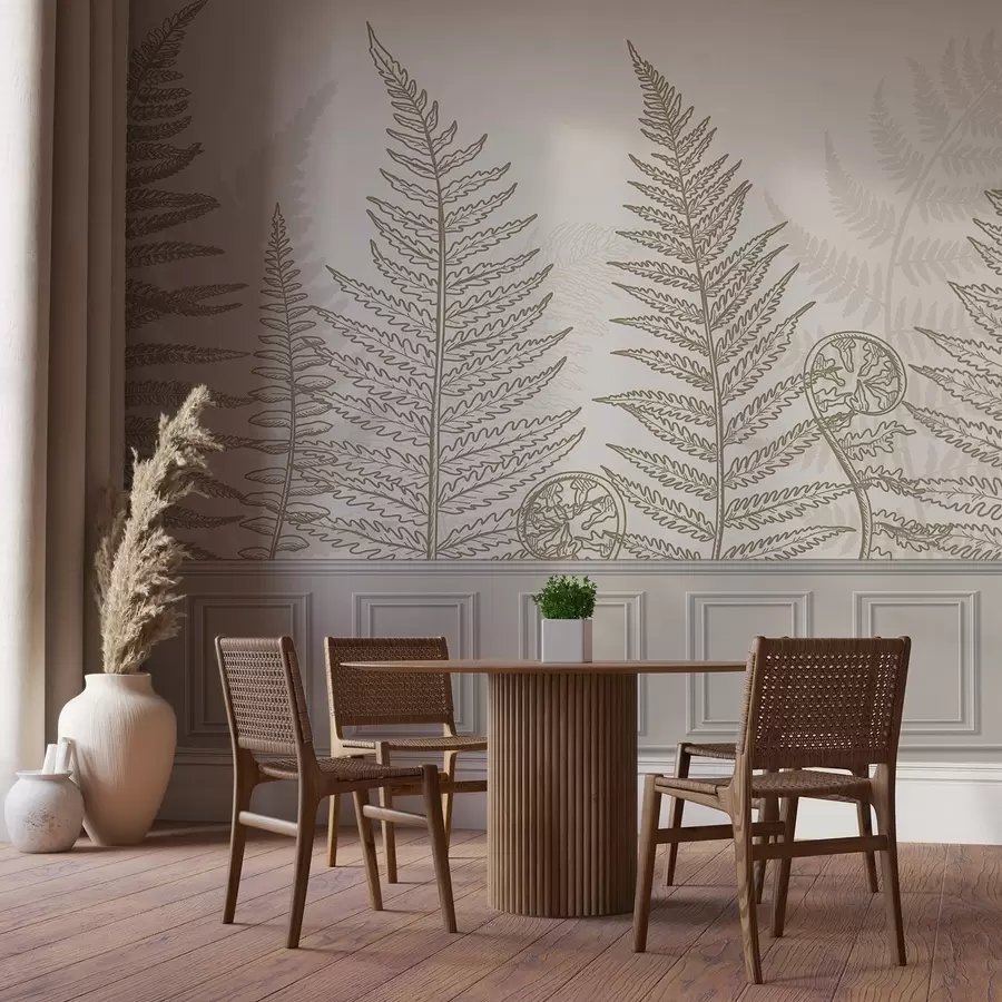 murais de parede folhas, plantas, samambaia, luz, botânico, gráfico w04239v2