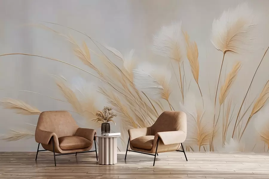 murais de parede Pintura de imitação de espiguetas dos pampas w04266