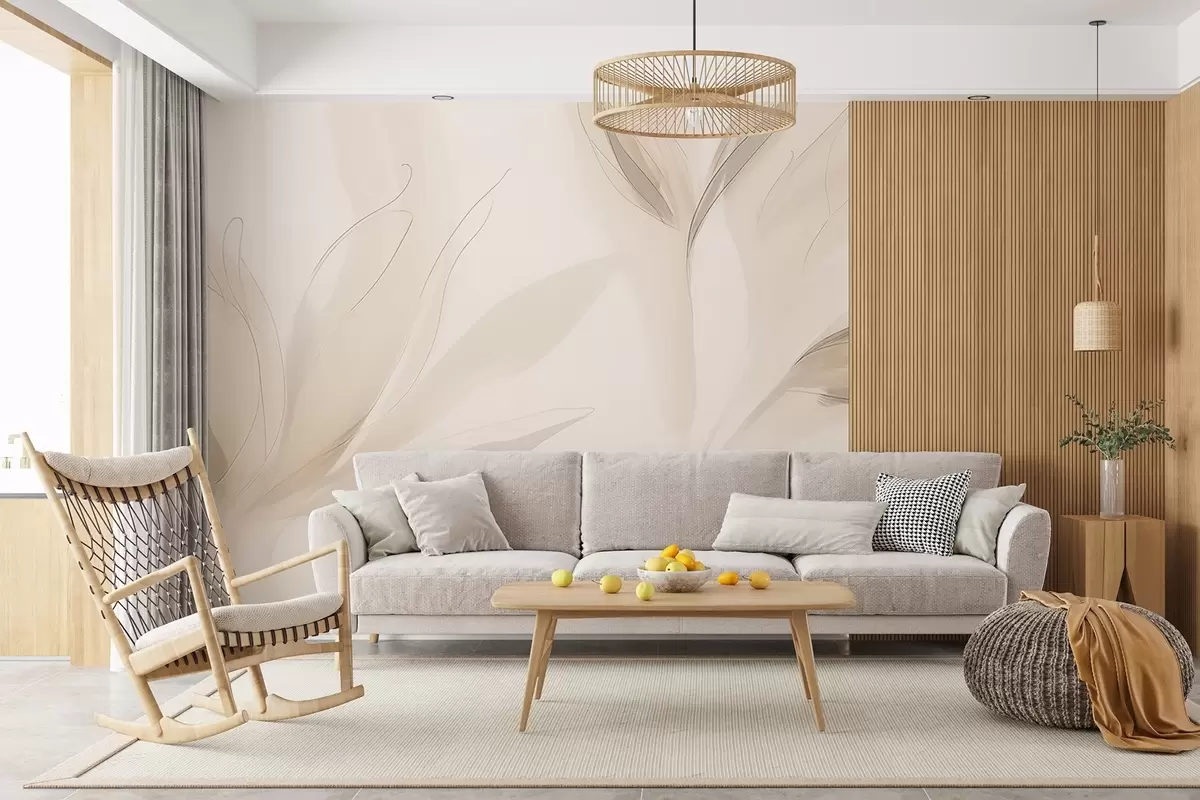 murais de parede Folhas leves e abstratas w04243