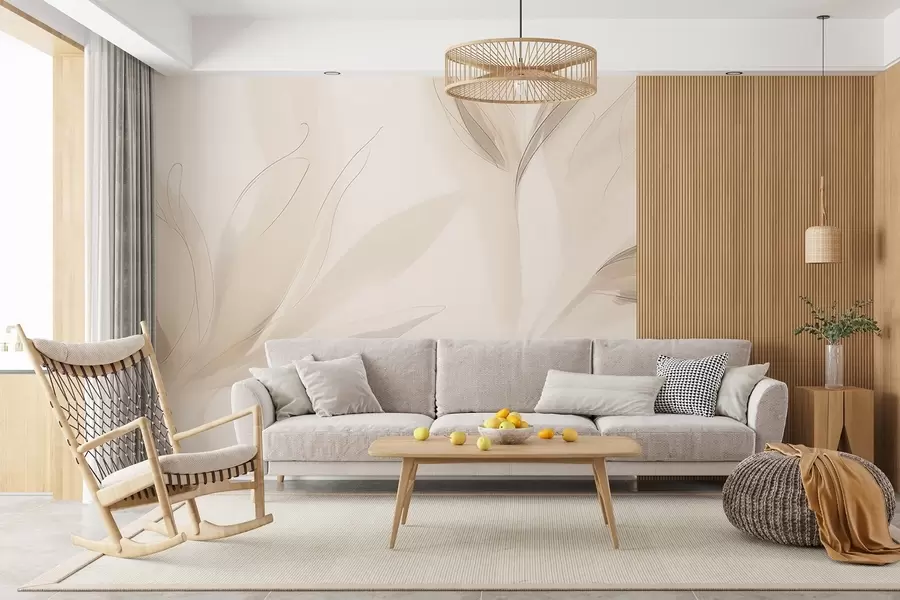 murais de parede Folhas leves e abstratas w04243