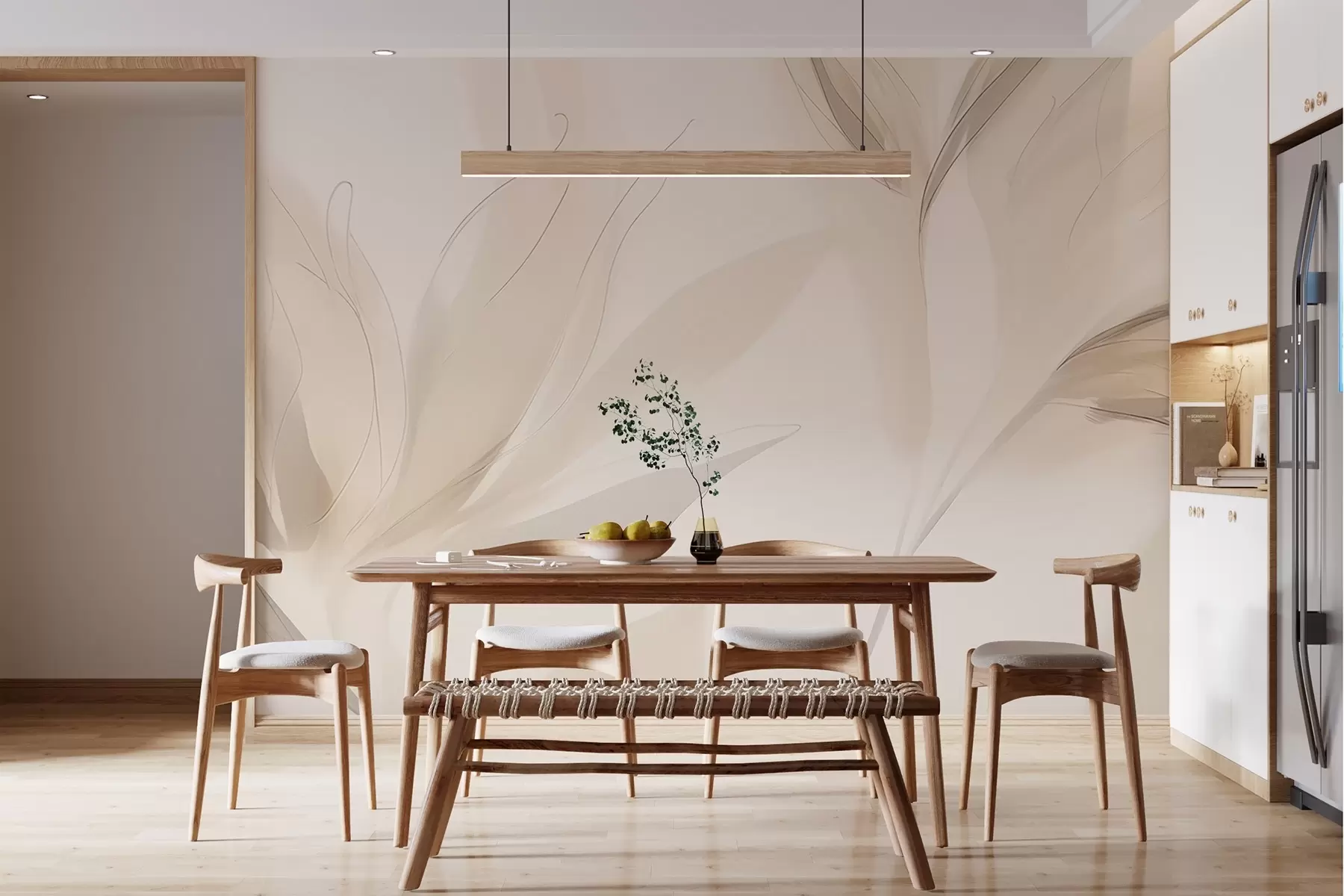 murais de parede Folhas leves e abstratas w04243