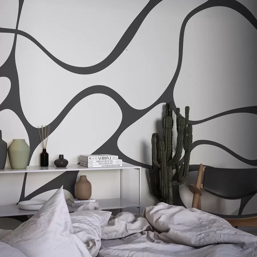 murais de parede Padrão abstrato com linhas curvas w04274