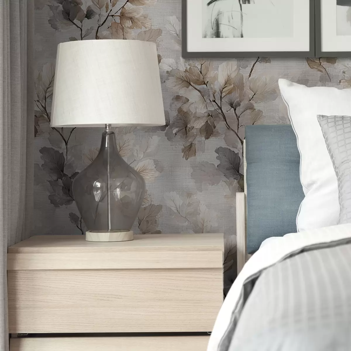 Papel de parede Padrão neutro de galhos em aquarela a00422