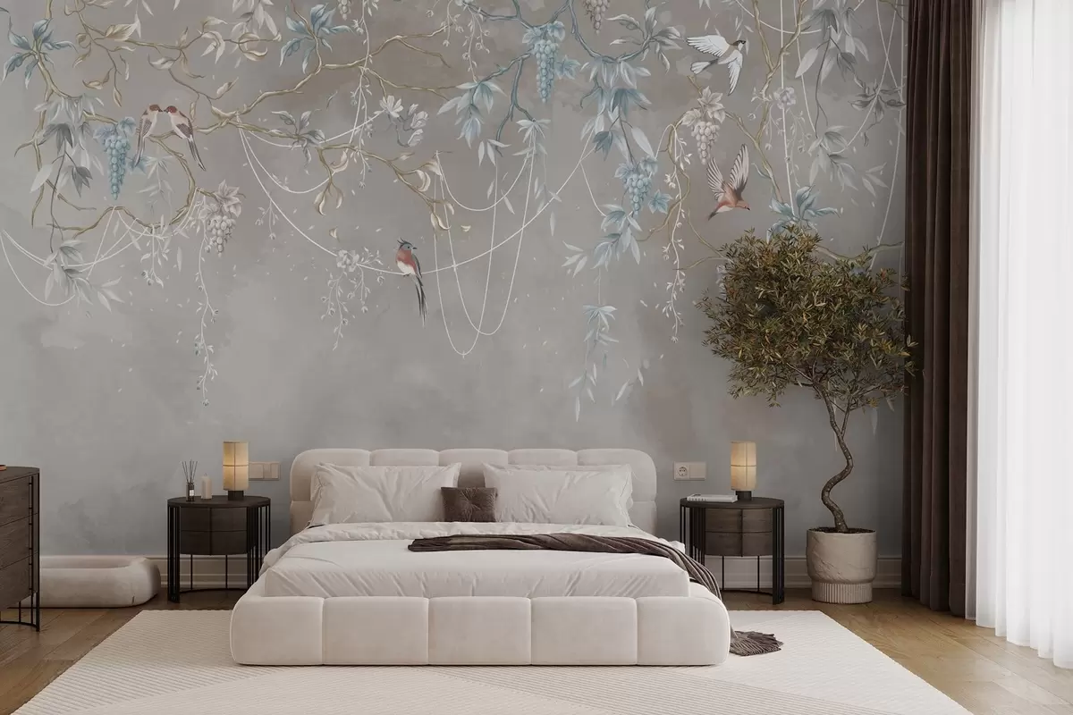 murais de parede O mesmo assunto, mas com uvas azuis w04302v1