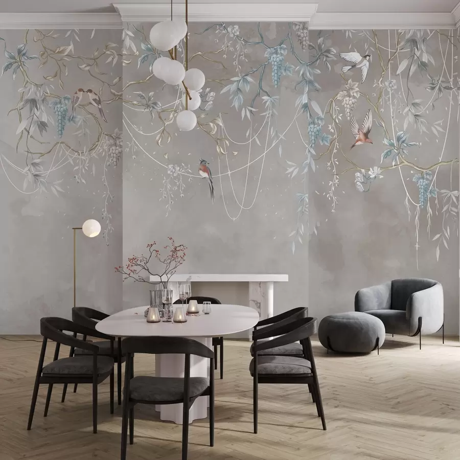 murais de parede O mesmo assunto, mas com uvas azuis w04302v1