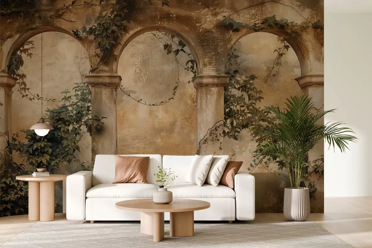 murais de parede arcos retrô coloridos com hera w04304