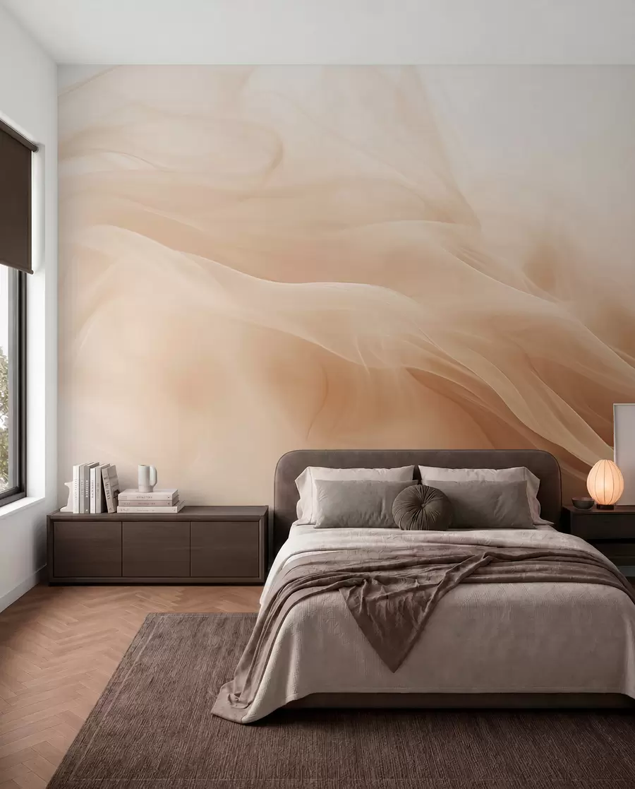 murais de parede Ondas esfumaçadas bege em estilo abstrato w09273