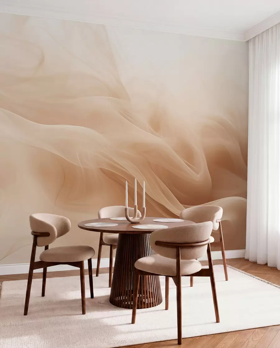 murais de parede Ondas esfumaçadas bege em estilo abstrato w09273