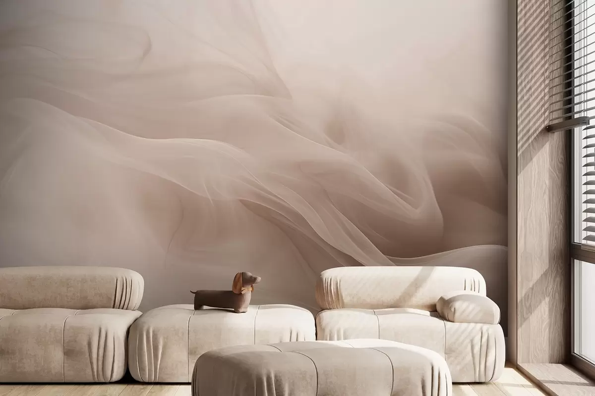 murais de parede Ondas esfumaçadas bege suaves em estilo abstrato w09273v1