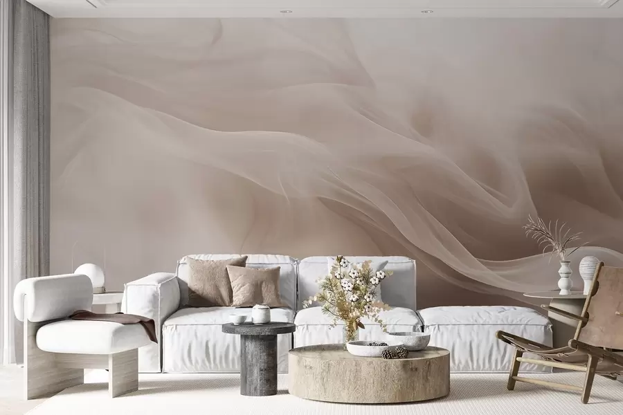 murais de parede Ondas esfumaçadas bege suaves em estilo abstrato w09273v1
