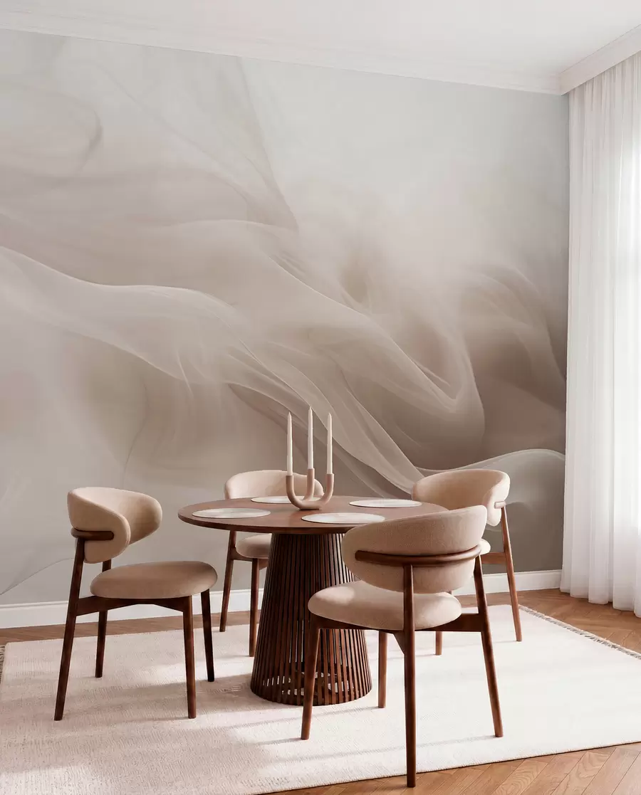 murais de parede Ondas esfumaçadas bege suaves em estilo abstrato w09273v1