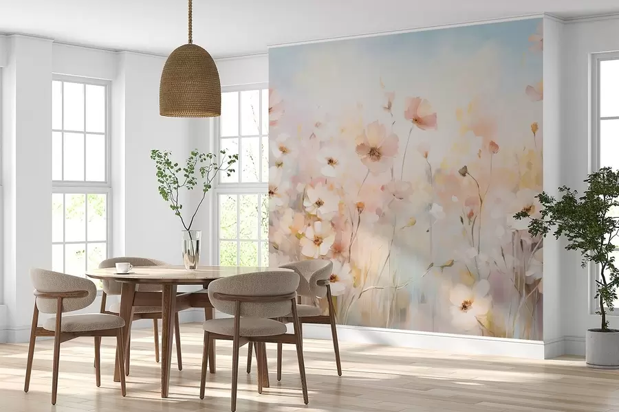 murais de parede Flores silvestres em tons pastéis em estilo aquarela w09280