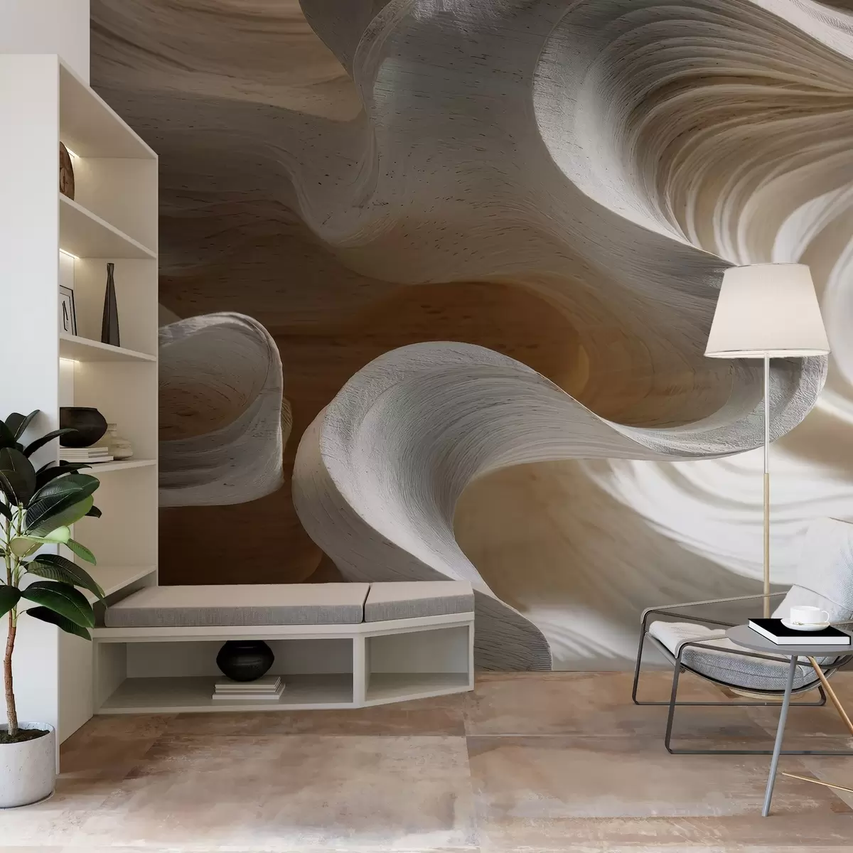 murais de parede Imitação de ondas de madeira w04316