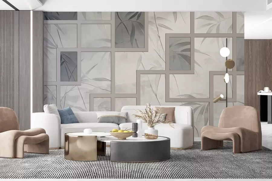 murais de parede Bambu e geometria w04319