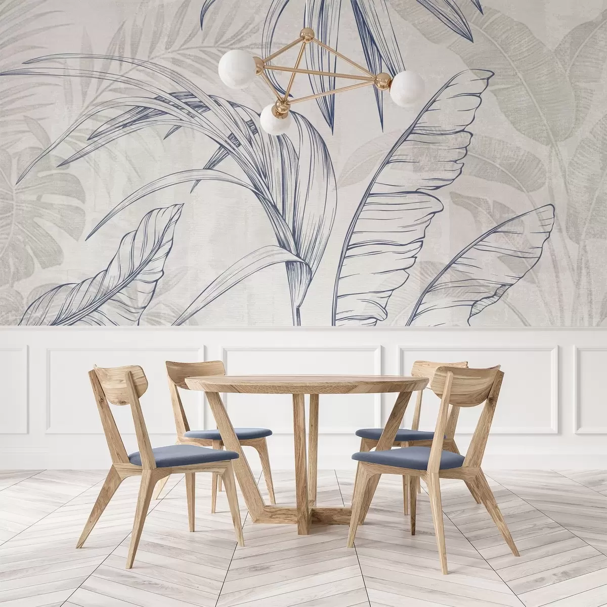 murais de parede Folhas no fundo com imitação de desfoque e textura w04362v1