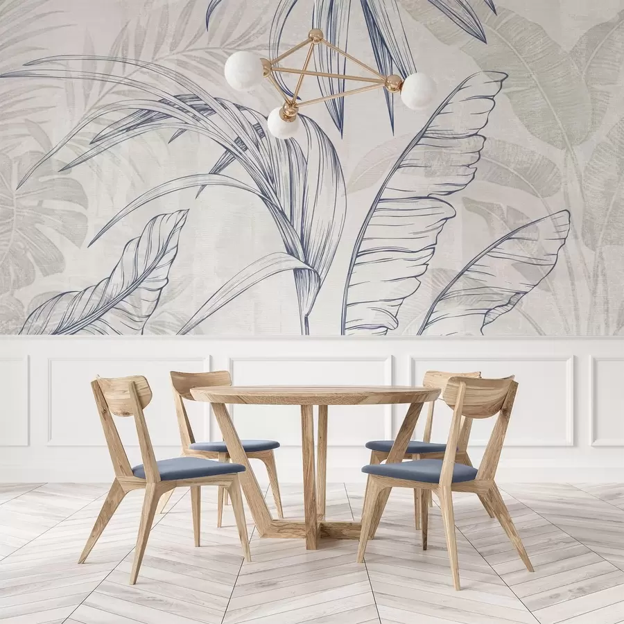 murais de parede Folhas no fundo com imitação de desfoque e textura w04362v1