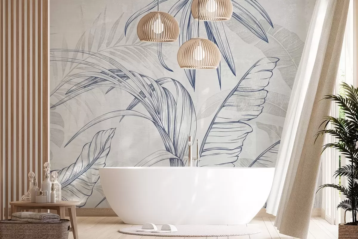 murais de parede Folhas no fundo com imitação de desfoque e textura w04362v1