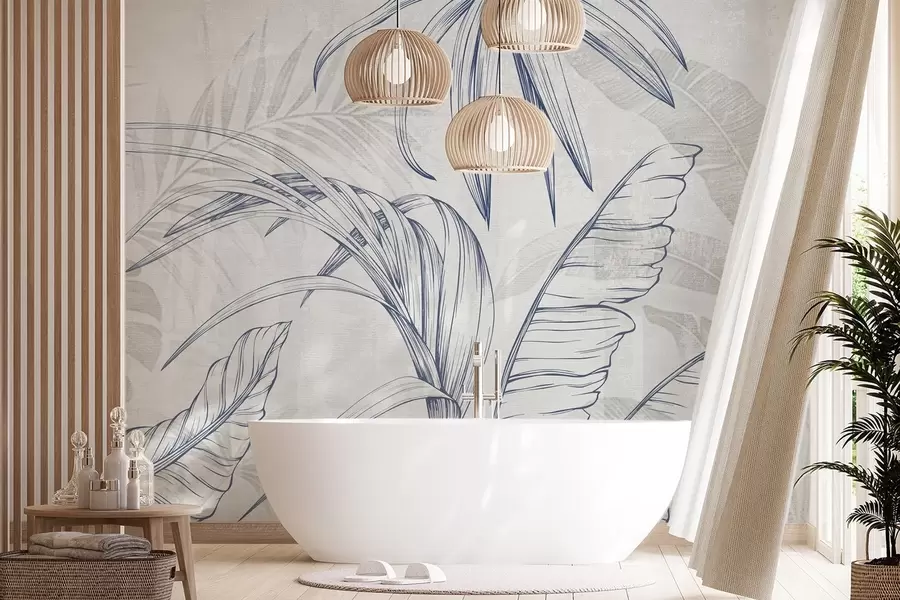 murais de parede Folhas no fundo com imitação de desfoque e textura w04362v1