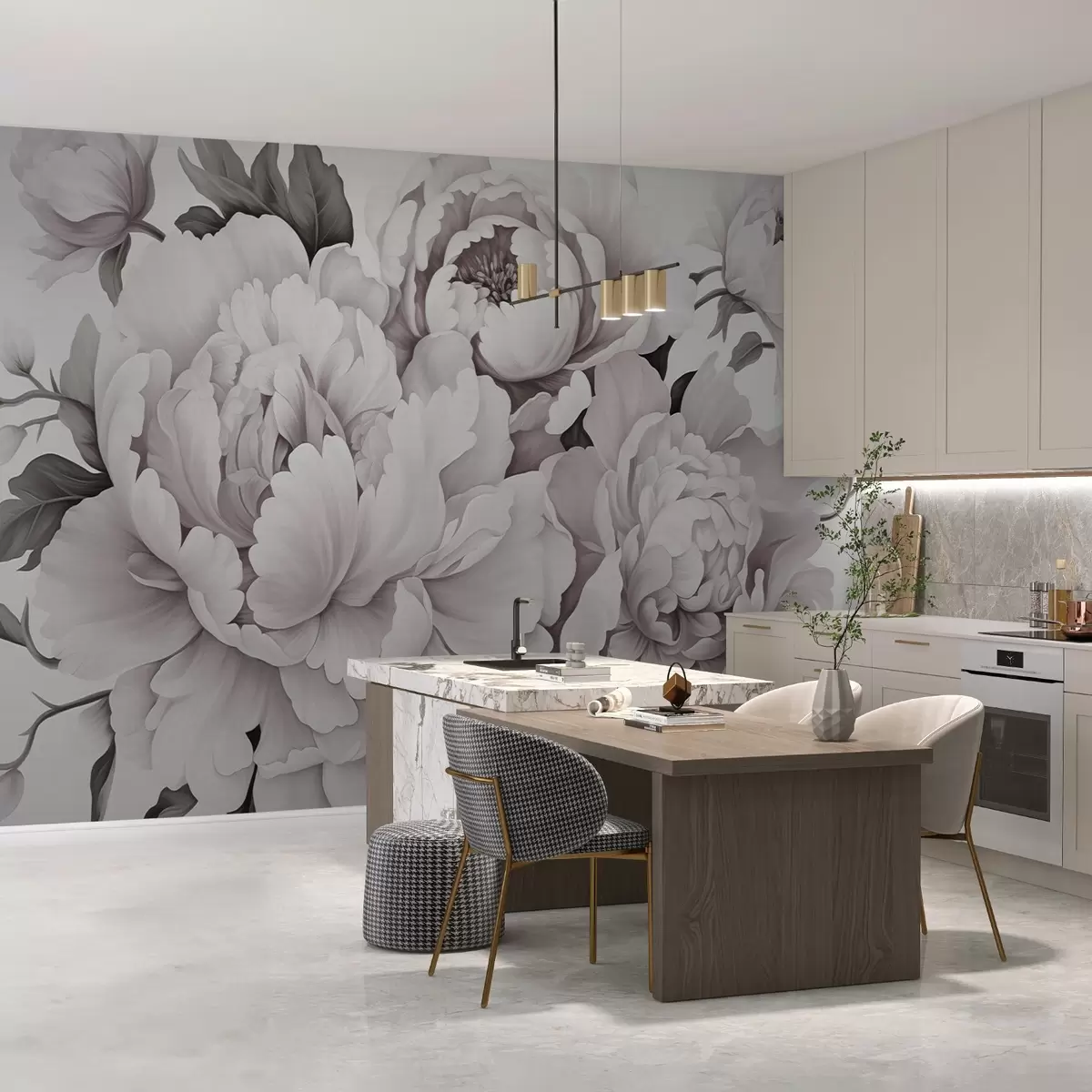 murais de parede Peônias delicadas w04365v2