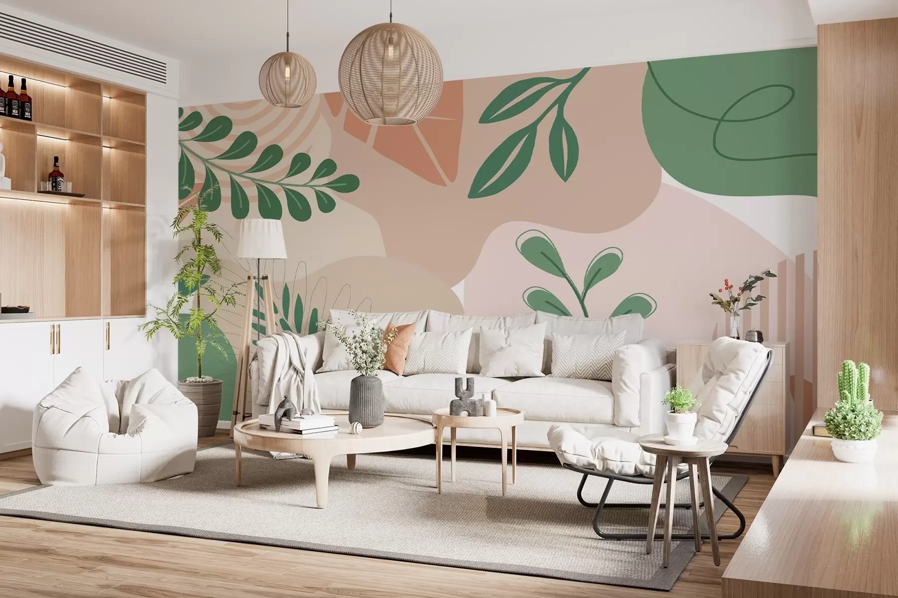 murais de parede Abstração, folhas w04366v1