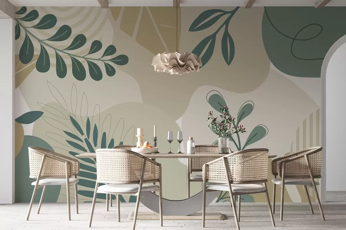 murais de parede Abstração, folhas w04366v2