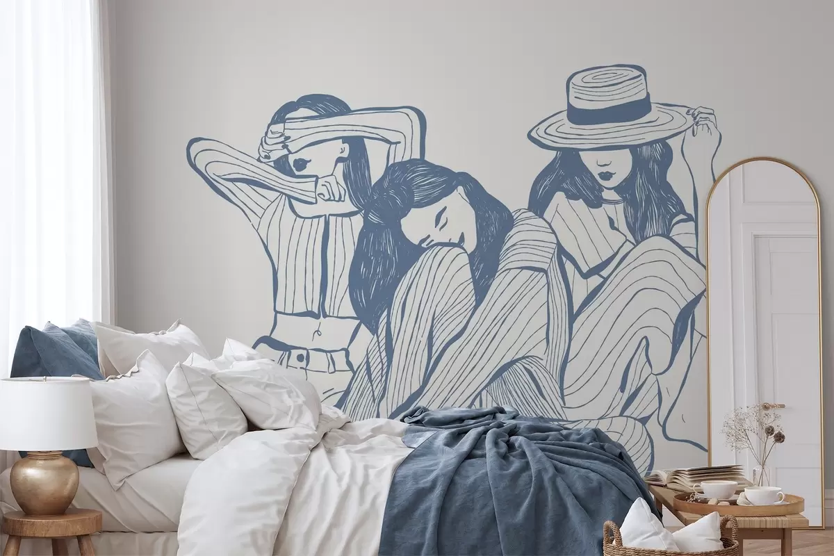 murais de parede Meninas em tons de azul w04384v1