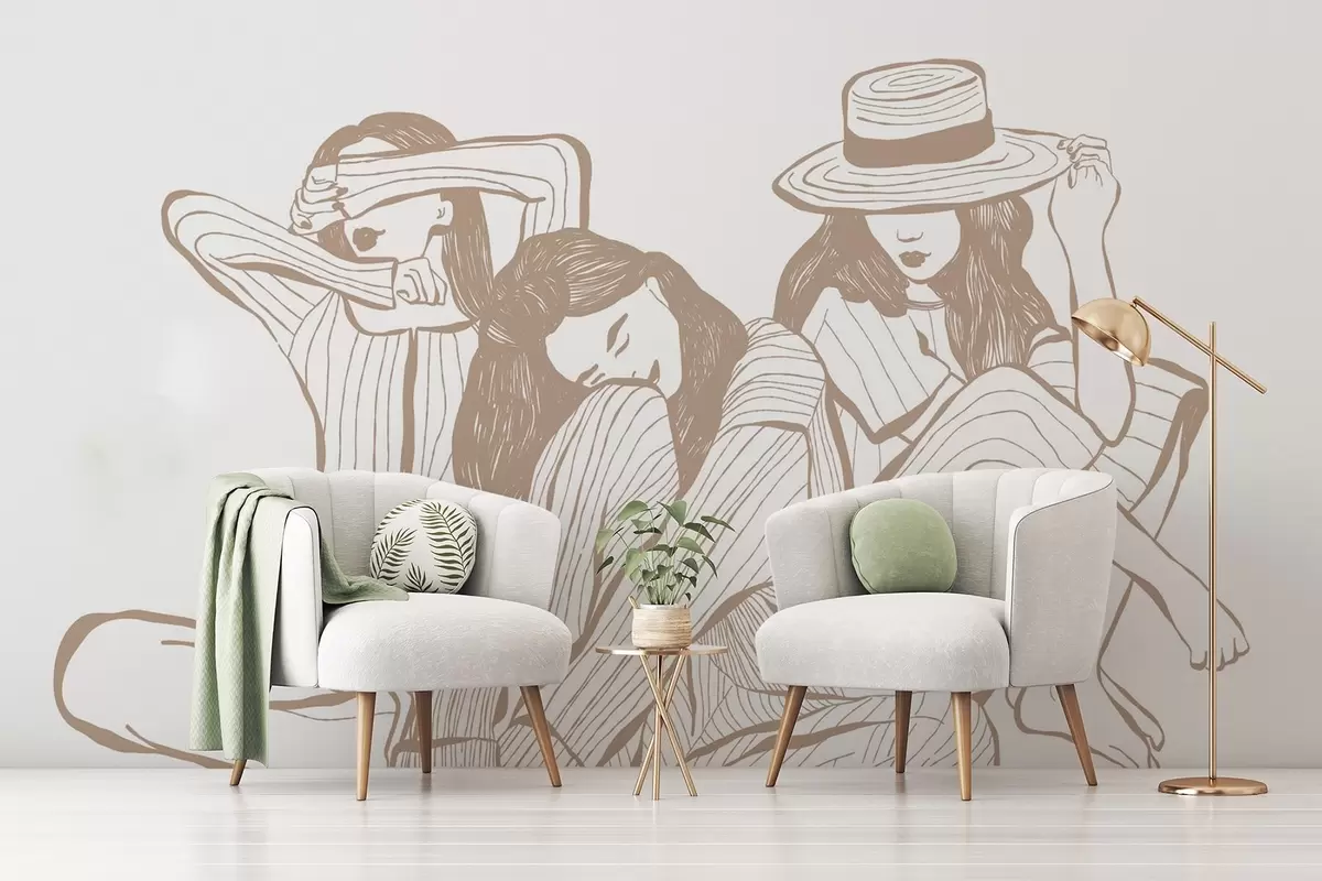 murais de parede Meninas em tons de bege w04384v2