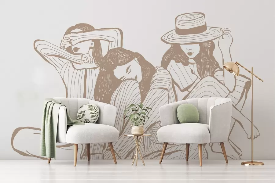 murais de parede Meninas em tons de bege w04384v2