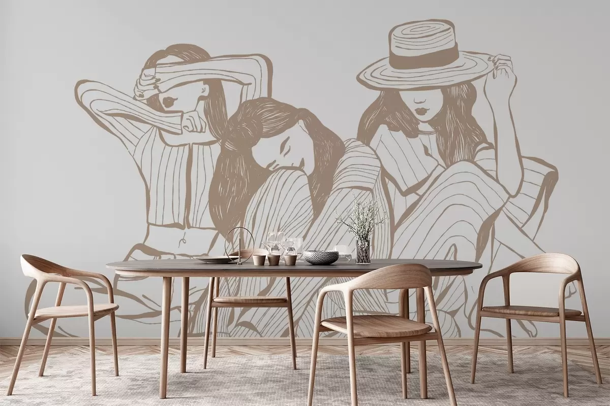 murais de parede Meninas em tons de bege w04384v2