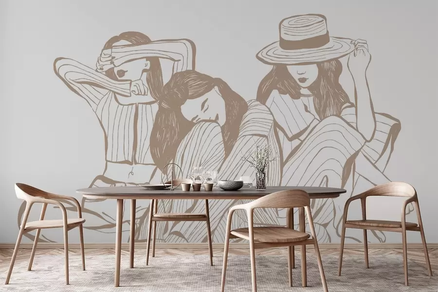 murais de parede Meninas em tons de bege w04384v2