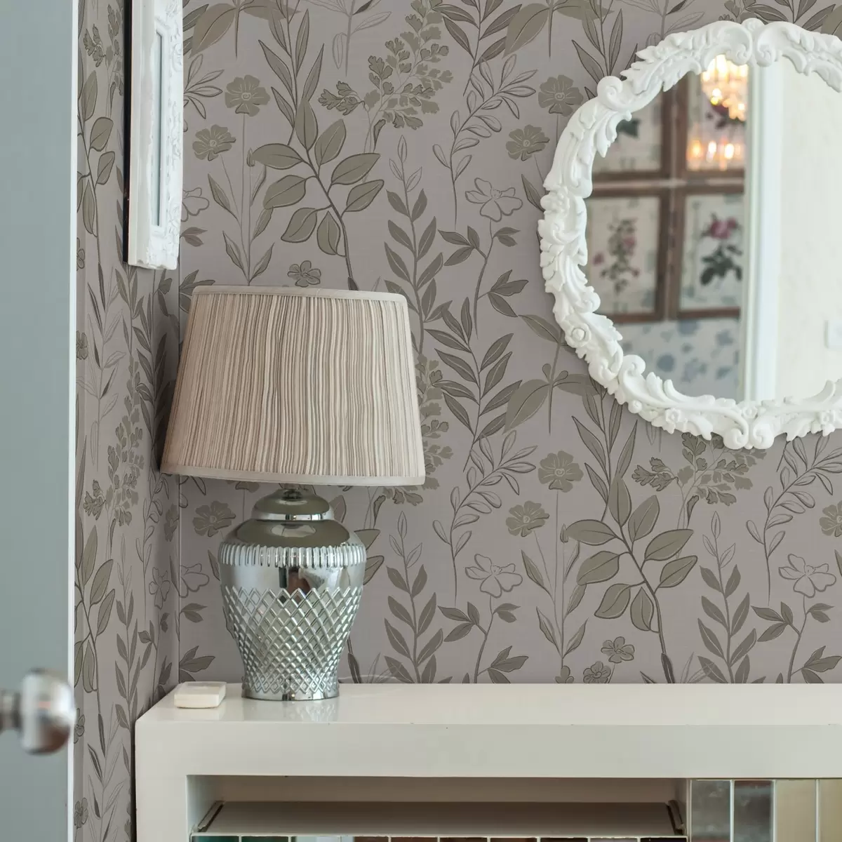 Papel de parede Flores silvestres esboçadas em tons naturais a00432