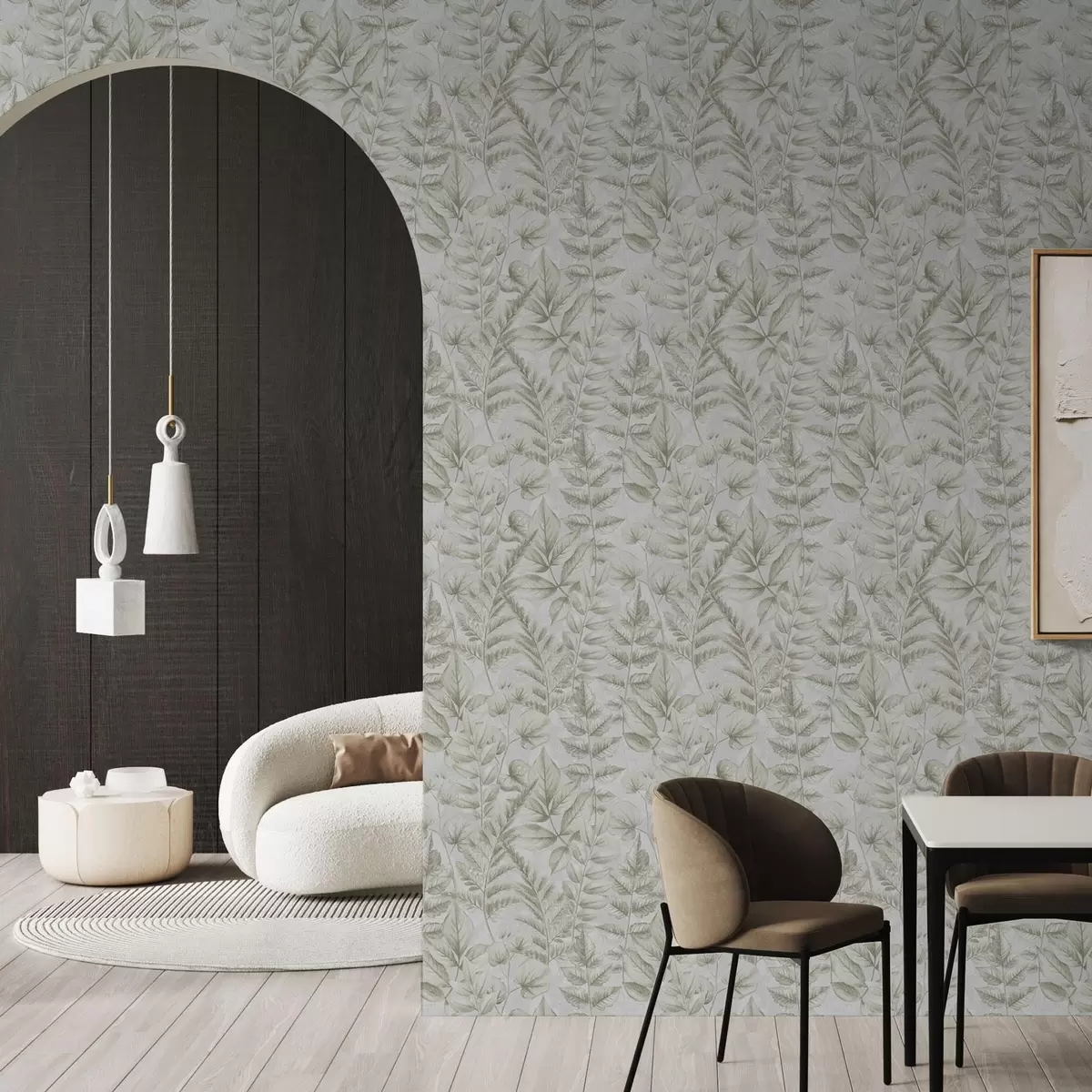 Papel de parede Folhas em tons pastéis suaves em estilo botânico de aquarela a00437