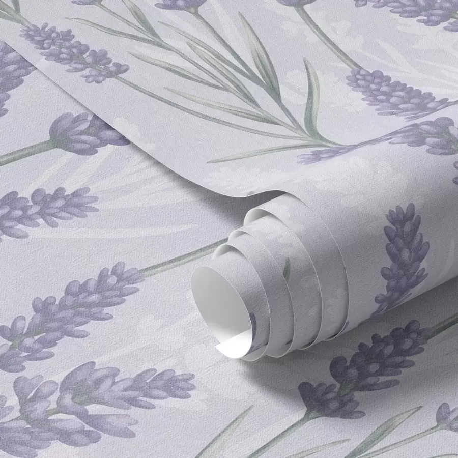 murais de parede Ramos de lavanda em uma paleta de aquarela roxa pálida a00447
