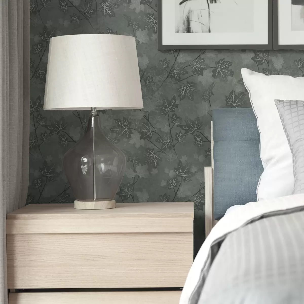 Papel de parede Folhas de bordo foscas em tons verdes suaves a00464