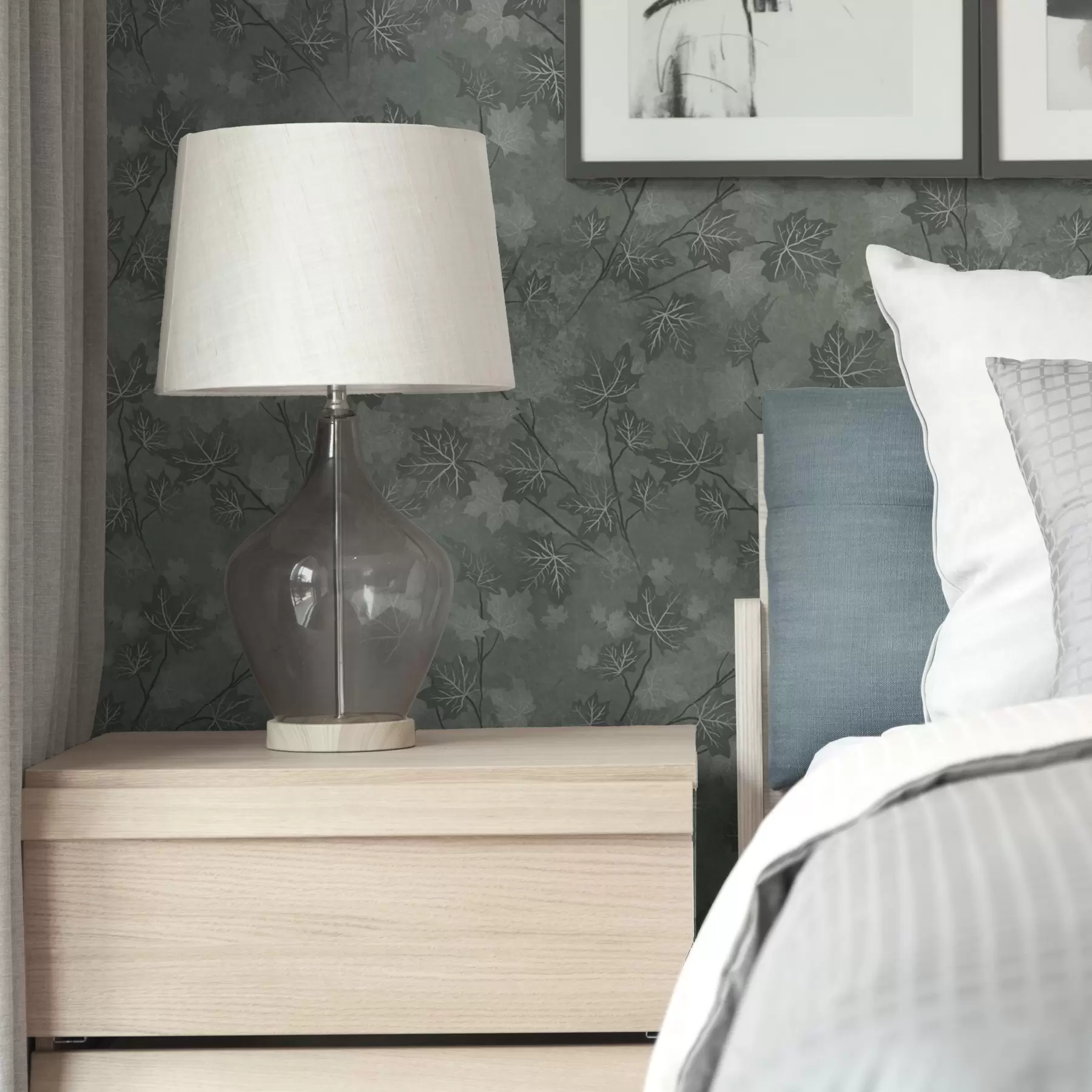 murais de parede Folhas de bordo foscas em tons verdes suaves a00464