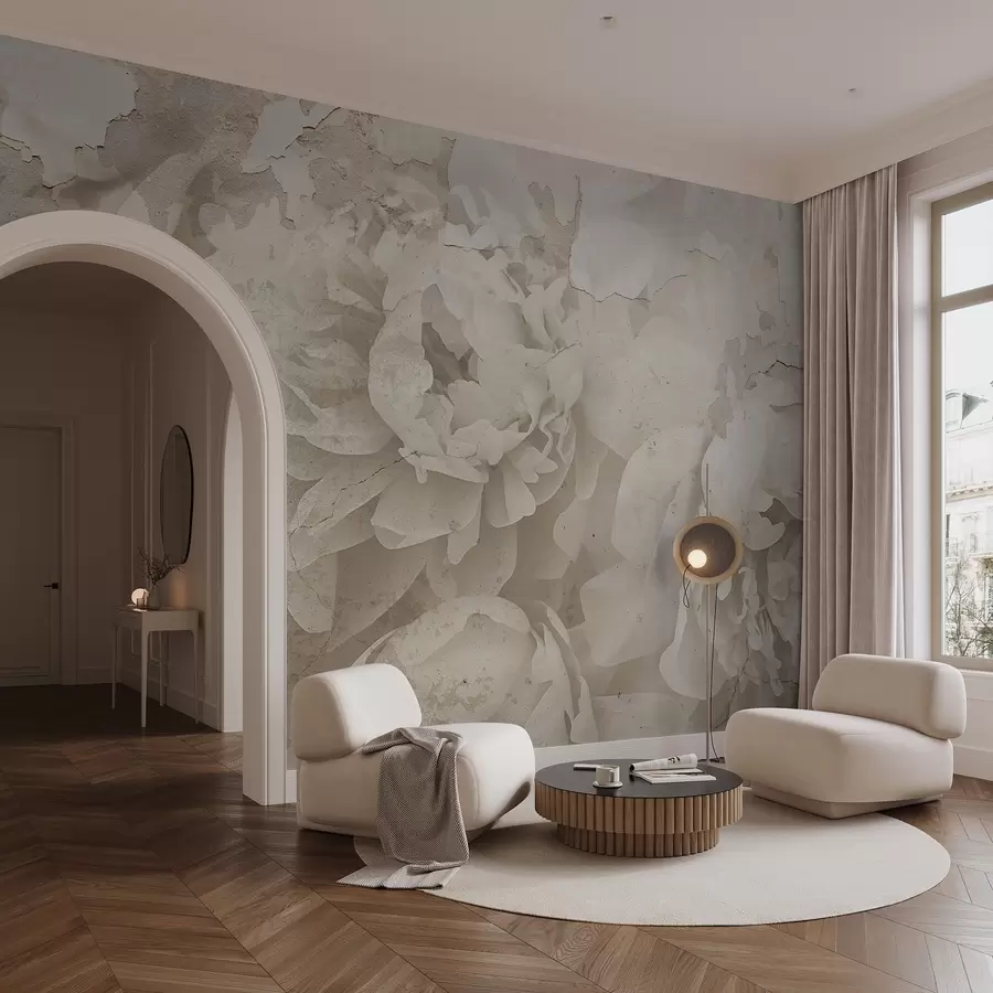 murais de parede Peônias com textura de concreto w04407