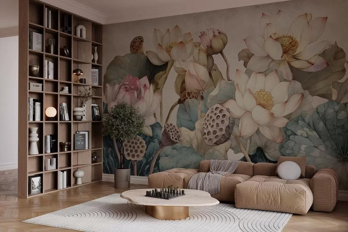 murais de parede nenúfares com textura grande w04309