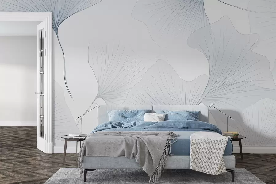 murais de parede Folhas de ginkgo transparentes w04433