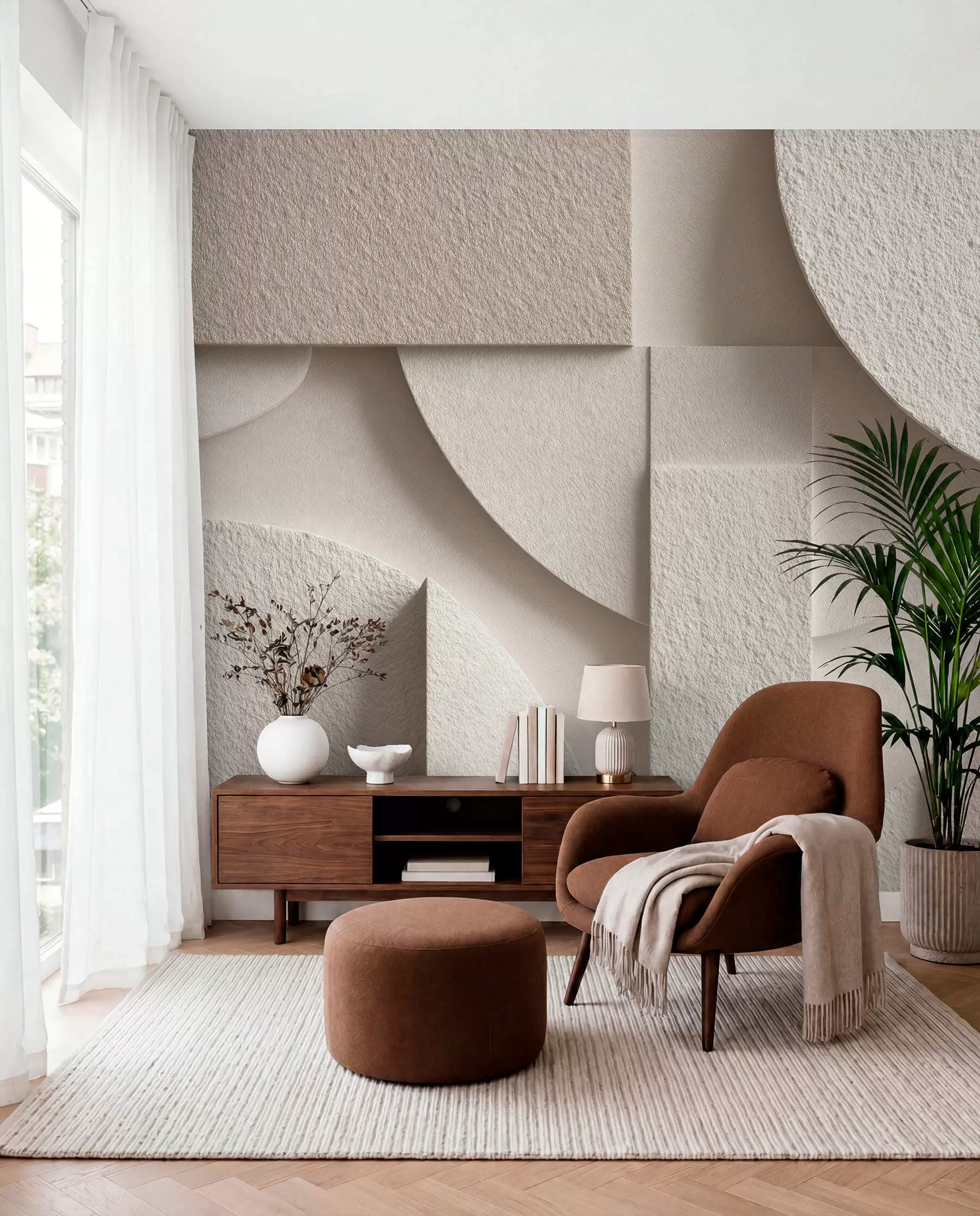 murais de parede Composição abstrata de formas geométricas bege w04395