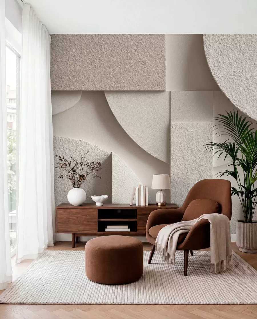 murais de parede Composição abstrata de formas geométricas bege w04395