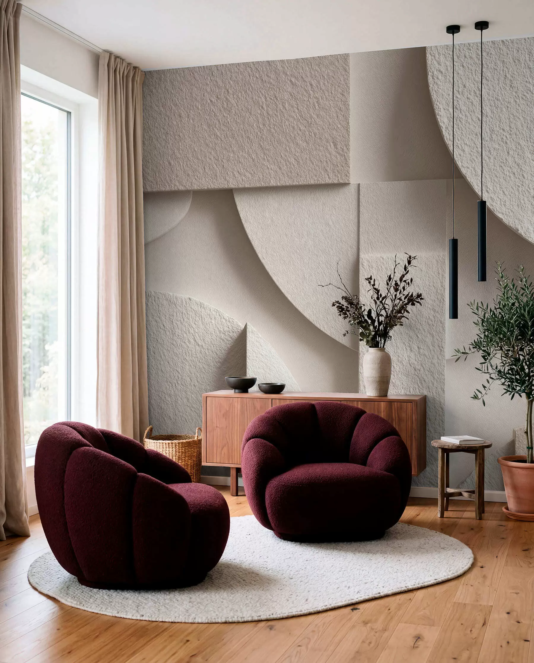 murais de parede Composição abstrata de formas geométricas bege w04395
