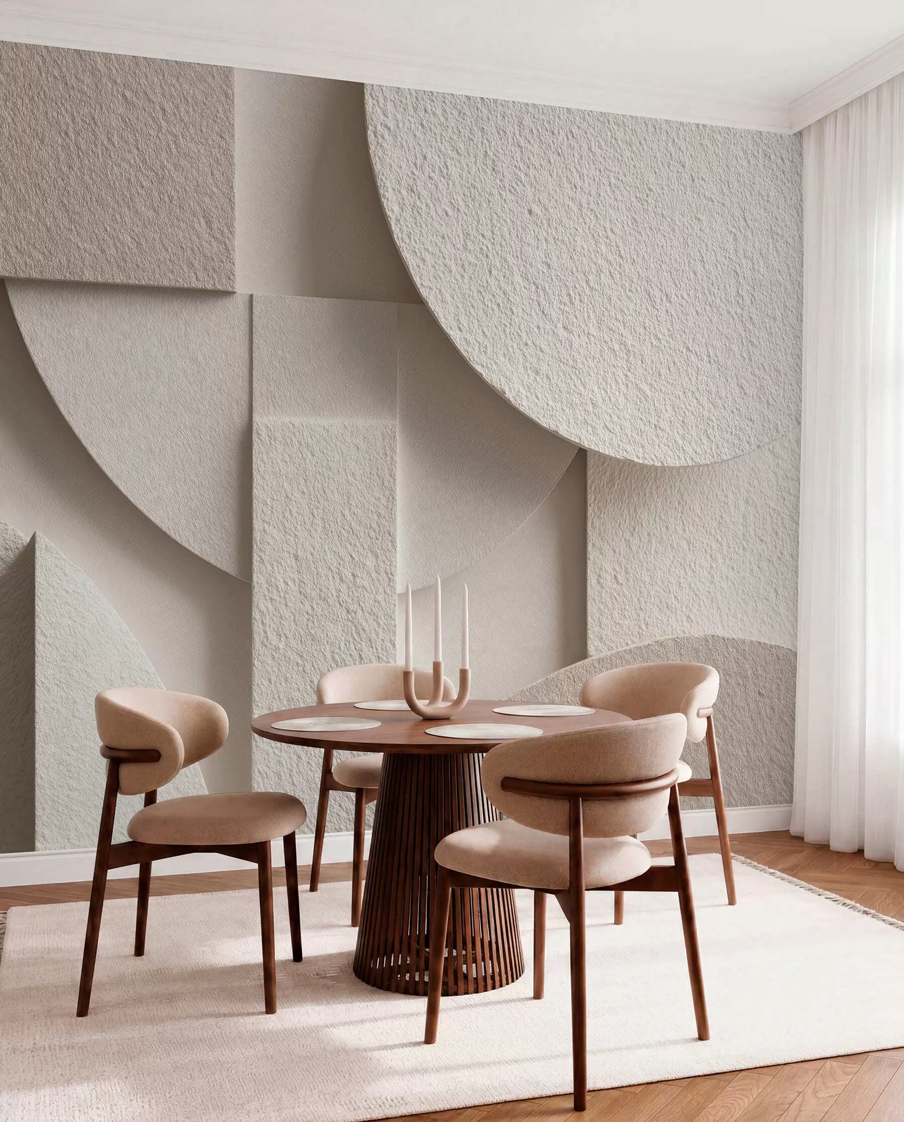 murais de parede Composição abstrata de formas geométricas bege w04395