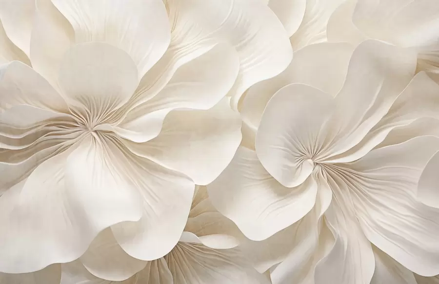 murais de parede Close-up de flores de textura cremosa com pétalas delicadas e fluidas, criando um arranjo floral suave, elegante e texturizado w09346