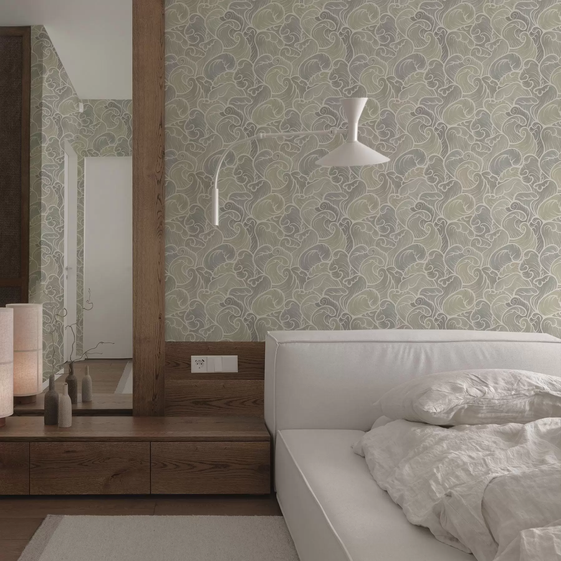 murais de parede Ondas abstratas em tons pastéis a00285